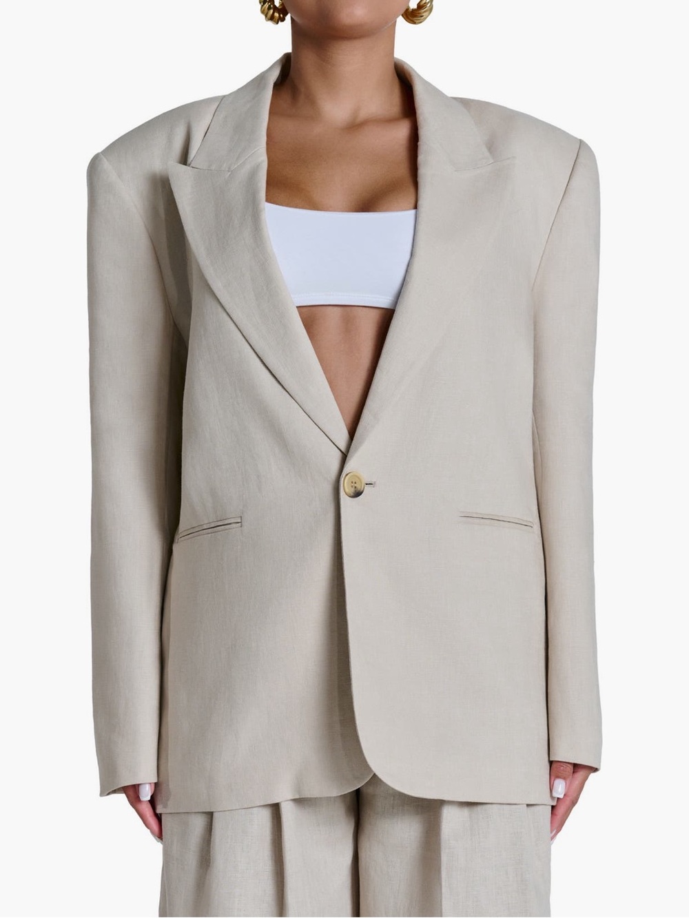 NWT Linen naked wardrobe Oversized Linen Single-Button Blazer